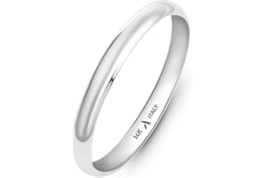 Amberta Fede Nuziale Oro 14K Giallo Bianco per Donna Uomo | Anello Donna Oro 14K Vero Solido per Lui e Lei Qualita' Premium Italiano