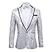 Price comparison product image Men's Shiny Sequins Suit Jacket Blazer, DIKEWANG Men's Slim Suit Blazer Paillette Host Show Party Jacket Coat & Bow Tie One Button Tuxedo Party, Wedding, Banquet, Prom Suit Blazer Jacket