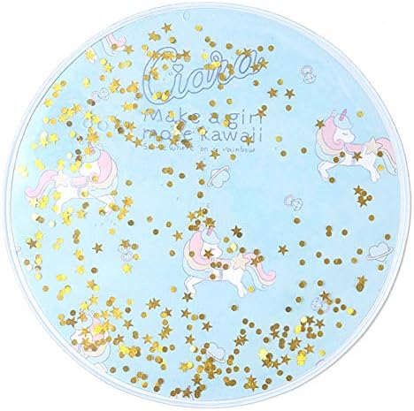 1pc Gaming Round Mouse Pad Pink and Fresh Glitter Mouse Pad Quicksand Mouse Pad Unicorn Pattern Non-Slip Cute Creative Cartoon Girl Desktop Comfortable Computer Mouse Pad