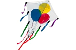 CIM Cerf-Volant monofil - Creativ Drachen - kit à fabriquer et décorer soi-même - Dimensions : 63x71cm - INCL. Ligne de 80m sur poignée, queues Multicolores