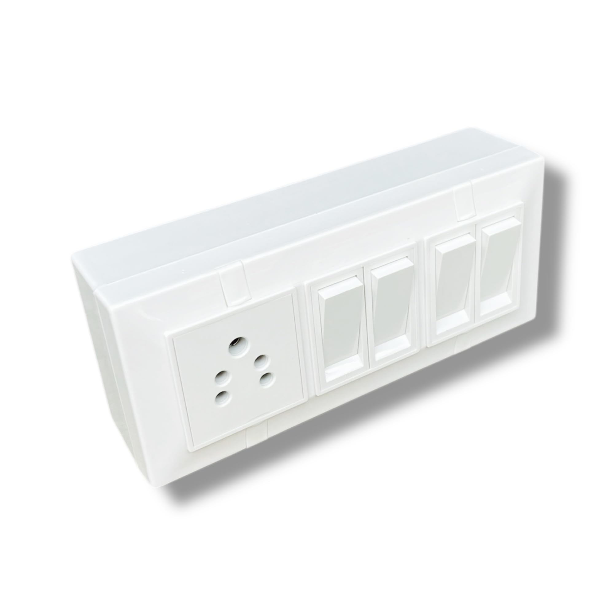 6 Gang Modular Switch Board Silver Finish 10A 4 Flat Switches 10A Sockets Wall Mount Electrical Outlet