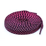 YaToy Colorful Flat Shoelaces Shoe Strings for Sport Shoes and Sneakers Replacement Cord Black and Rose Red