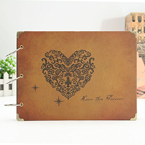 Mohoo Fotoalbum DIY Retro Fotoalben Lederprägung handgemacht Mit 30 Karten 10 Zoll Geschenk für Kindertag