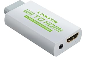 LiNKFOR Wii to HDMI Adapter, 1080P/720p HD Video Output 3.5mm Audio Converter Adapter, Wii to Signal Wii2HDMI Support NTSC PAL All Wii Display Modes Compatible with HDTV Headphone