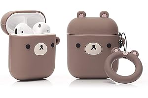 YIGEYI Silikonowe etui Kompatybilne z Airpods 1 i 2 Funny Cute 3D Cartoon Cover [Serie Zwierząt] (Mały Niedźwiedź brunatny)