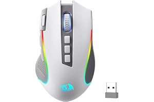 Redragon M612 Pro RGB Gaming Ratón 8000 dpi con Cable/inalámbrico Gamer Mouse con 9 Botones programables y 6 Modos de retroiluminación BT & 2.4G Soporte de Software inalámbrico, Gris y Blanco