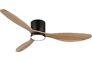 reiga Ventilateur de Plafond Intérieur avec Lumière Led, Silencieux Ventilateur 132 cm, 6 Vitesses Vent Réversible, Fonctionne avec Alexa/Smart Life/Google Home/wifi - Pales en Bois Naturel
