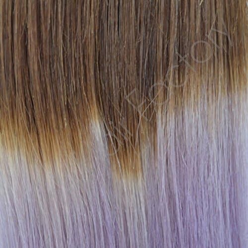 18" Nail Tip 100% Human Remy Hair Extensions Dip Dye Ombre 1 Gram Strands - #4/Purple - Amount-50