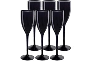 SPARKLERS CLUB Lot de 6 Flutes à Champagne couleur Noir 12cl - Verre Incassable en SMMA (équivalent TRITAN), MADE IN FRANCE, Prise en Main facile, Flute pour soirée et évènements - LIVRAISON 24/48H