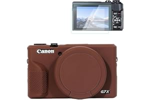 Rieibi Housse en Silicone pour Canon G7X Mark III Étui, G7X Mark III Accessoires avec 2 Protection Écran, Capuchon Optique Détachable pour Coque Canon G7x Mark 3