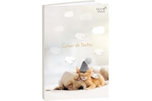 Quo Vadis - Cahier de textes - Français - Mes potes à pattes mignons - Multicolore - Journalier - 15x21 cm - Papier Clairefontaine blanc - Fabrication française - Visuel chaton chien