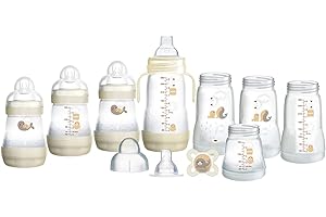 MAM Easy Start Self Sterilising Anti Colic Starter Set, Newborn Bottle Set and Soother, Newborn Essentials, White (Designs May Vary)