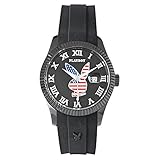 Playboy Unisex-Armbanduhr America Analog Quarz Schwarz USA42BB