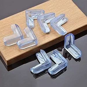 Jenico Hub Baby Safety Corner Edge Cushion Protectors Guard with Clear Flexible Rubber Baby Proofing Corner Guards, Prevent Child Head Injuries Desk and Furniture Corner Covers for Kids (Rubber 4 pcs)