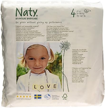 Naty by Nature Babycare Size 4 (15-40 lbs/7-18kg) Eco Nappies, 27 Nappies