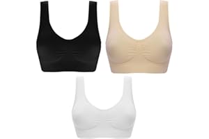 SZJH 3 Pack of Simply Ultra Comfort Seamless Sport Style Bra with Removable Pads
