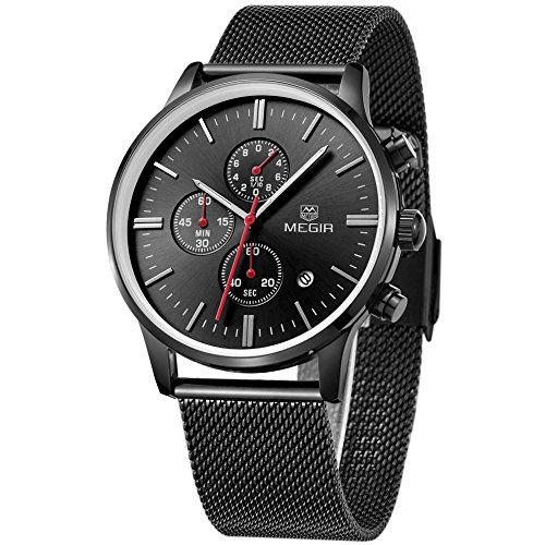Mode Herrenuhren Quarzuhr Luxus Edelstahl Uhrenarmband Chronograph Kalender Luminous Analog Lssige Armbanduhren fr Herren,Schwarz Mode Herrenuhren Quarzuhr Luxus Edelstahl Uhrenarmband Chronograph Kalender Luminous Analog Lssige Armbanduhren fr Herren,Schwarz