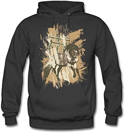 Men Unisex Hoodie Sweatshirt printed Graffiti Horse Dark gray L