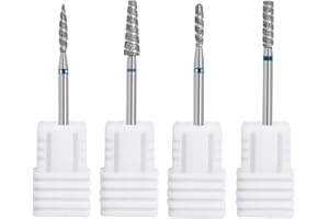 EIH1 4 pcs Embout Ponceuse Ongles Cuticule Forets à Ongles Professionnels Éliminer Cuticule Peaux Mortes Carbure de Diamant Forme de Flamme Embout Ponceuse Ongles Grain Moyen pour Manucure Pédicure