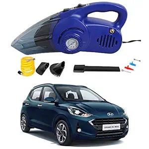 Oshotto 100W Heavy Duty Car Vacuum Cleaner Cum 120W Heavy Duty Air Compressor/Tyre Inflator (2 in 1) Compatible with Hyundai i10 Grand NIOS -Blue