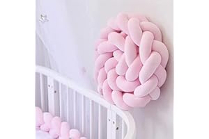 ‎BETTSCHLANGE Bettschlange Geflochten, Baby, Babybett Umrandungen, Kantenschutz Bettumrandung Knotenkissen, Seitenschläferkissen, Baumwolle Schlafkissen Kissen,Rosa,100cm