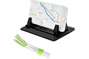 FineGood uchwyt na telefon do samochodu, ze szczoteczką do wentylacji, uniwersalny silikonowy uchwyt samochodowy na telefon komórkowy, antypoślizgowa mata montażowa, GPS