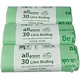 All-Green 30 Litre Biobag Compostable Kerbside Caddy Bin Liners, 30 Bags
