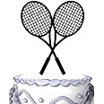 Meijiafei Crossed Rackets Tennis Birthday or Wedding Acrylic Cake Topper