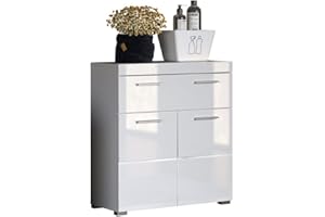 ‎TRENDTEAM SMART LIVING trendteam smart living - Amanda - Kommode - Weiß Hochglanz - Sideboard - (BxHxT) 73 x 79 x 31 cm - 2 Türen mit moderner Fräsung und 1 Schublade - Türanschlag links oder rechts - kratzfest