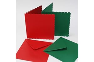 CRAFT UK LIMITED Craft UK 2063 6x6 Scalloped Cards & Envelopes Red and Green Pack of 40