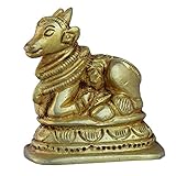Metaldecor Nandi (Bull) Statue Made Of Brass / Handmade Brass Murti Handicrafts / Unique For Gift And Home And Office Decoration And Temple Worship