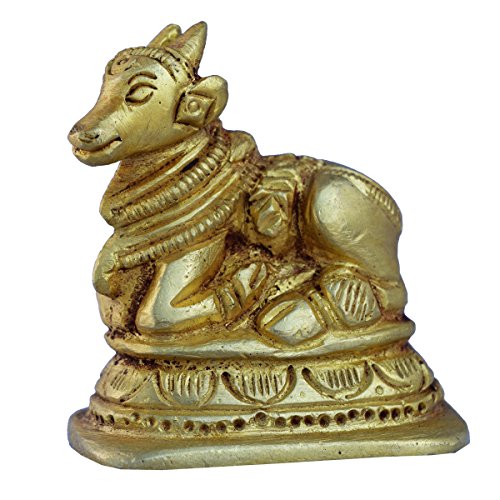 Metaldecor Nandi (Bull) Statue Made Of Brass / Handmade Brass Murti Handicrafts / Unique For Gift And Home And Office Decoration And Temple Worship