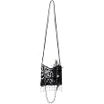 Boland 36000 - Flapper handbag, black, 19 x 19 cm, sequins, pearls, feather headdress, glitter, Charleston, 1920s, carnival, theme party, disguise, theatre, polyester