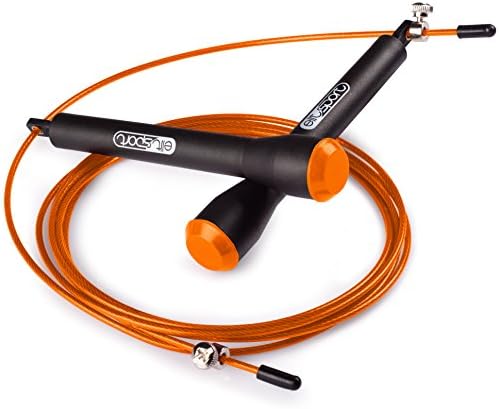 ELIT SPORT Speed Skipping Rope - Super Comfortable Handles - Good Grip - High Quality Ball Bearings - High Speed 2.5mm Steel Cable with PVC Coating - Ideal for Double Unders - Perfect for CROSSFIT, WOD , HIIT, Boxing, MMA, Fitness, Kickboxing, Agility Training - FREE REPLACEMENT CABLE AND CONVENIENT CARRY BAG