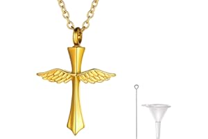 Richsteel Porta Cenizas Colgantes Arbol de Vida/Corazones/Crucifijos de Acero Inoxidable, Grabados Personalizables, con Collar Fino y Accesorios para Meter Cenizas