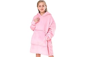 Gentlewarm Blanket Hoodie for Kids, Oversized Blanket Hoodie for Girls Boys, Wearable Blanket Hoodie Sweatshirt, Super Soft Sherpa Fleece Dressing Gown Throw Hooded Rob with Pocket