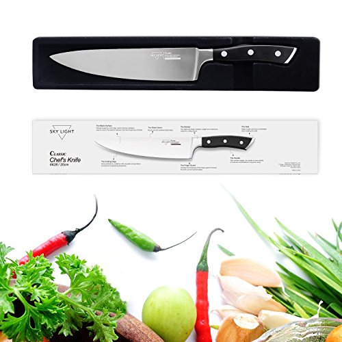 SKY LIGHT Kochmesser Profi 20 CM Küchenmesser Allzweckmesser Chefmesser Schärfsten Klinge Hochkohle Rostfreier Stahl Rutschfest Griff Köche Messer zum Schneiden Hacken - 7