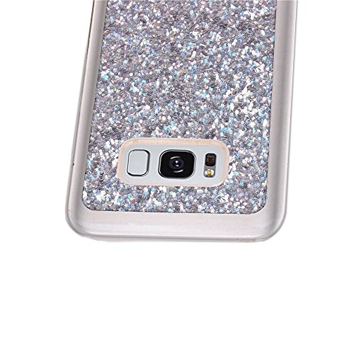 Funda para Samsung Galaxy S8 el caso Soft TPU Silicona de protecci  n de la cubierta Slim Fit Shell a prueba de choque con el brillo Bling suelta de polvo Solaxi - plata