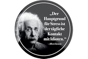 ‎SCHILDERKREIS24 schilderkreis24 – Lustiger Albert Einstein Spruch Zitat “Hauptgrund für Stress“ Magnet Deko Kühlschrankmagnet Küche Geschenkidee Geburtstag Weihnachten 8x8 cm