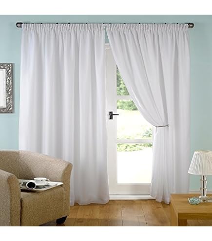 White Lined Voile Curtains - Semi-Transparent Sheer Day Curtains By Emma Barclay