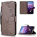Produktbild Handyhülle für Huawei P20 Pro Leder Brieftasche,FNBK Blumen Flip Wallet Stand Case Card Slot Leder Tasche Karteneinschub Magnetverschluß Kratzfestes Grau Schutzhülle für Huawei P20 Pro