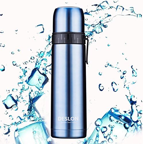 DESLON Blue Water Bottle Sports Insulated Mugs for Hot and Cold Drinks Women Men 500ML