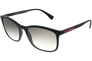 Prada Sportowe męskie okulary przeciwsłoneczne PS 01TS, Czarna guma/szary gradient, 56