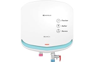 Havells Bianca 3 Litre Instant Water Heater(Geyser) Bi Color LED IndicatorGlass Coated Anti-Rust Tank Heavy Duty 3 Pin moulded Plug Top Warranty: 5 Year on Inner Tank & 3 Year on element (White Blue)