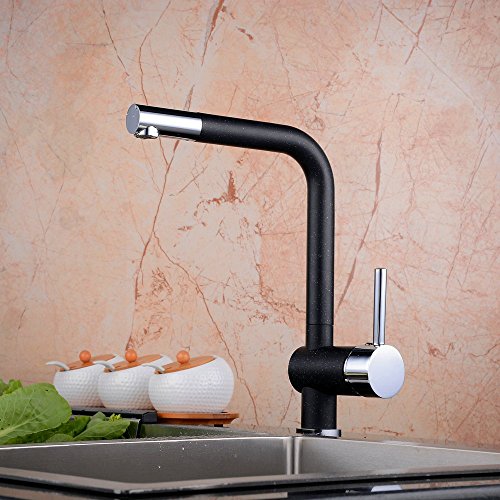 Hiendure® Schwarz Küchenarmatur Armatur Spüle Spültischarmatur Wasserhahn Küche Mischbatterie Spiralfederarmatur