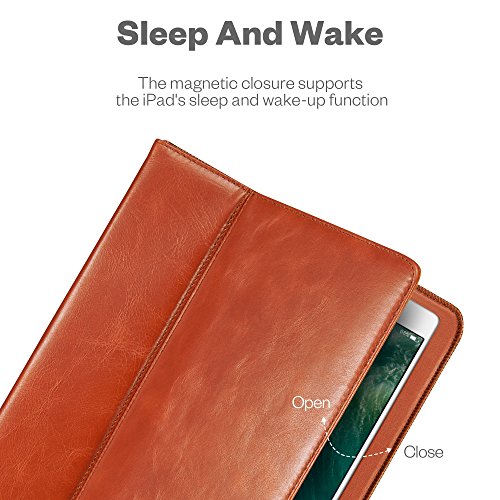 KAVAJ iPad 2017 Hülle Echtleder Case „Berlin“ für das Apple iPad (2017) Cognac-Braun aus echtem Leder mit Stand und Auto Schlaf/Aufwachenen Funktion. Dünnes Smart Cover Schutzhülle Tasche für die 5. iPad Generation - 3