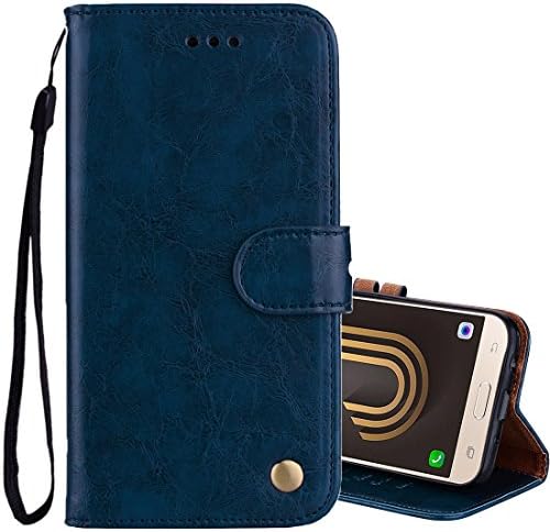 Mobile Phone Cases &amp; Covers, For Sumsung Galaxy J5 (2017)/J530 (EU Version) Business Style Oil Wax Texture Horizontal Flip Leather Case with Holder &amp; Card Slots &amp; Wallet (Color : Blue)