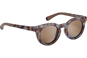 BÉABA BEABA, Lunettes de Soleil pour Enfant 2-4 Ans, Protection 100 Pour cent UV - CAT 3, Protection Latérale, Confort Optimal, Branches Ajustables 360 Degré, Adapable à la Vue, RETRO Happy Blue Tortoise