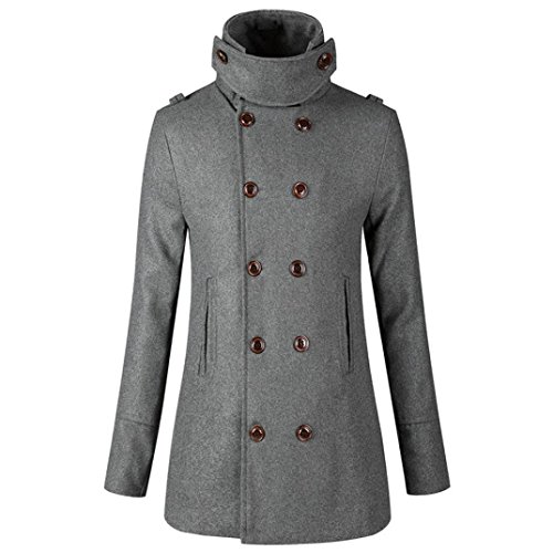 Preisvergleich Produktbild VENMO Frauen warme Jacke Mantel Outwear Zweireihiger langer Trenchcoat Stehkragen Sakko Business Anzug Klassisch Knopf Slim Fit Blazer Büro Alltag Kurzmantel Haarig Tunika Jacke Mantel (Gray, XL)