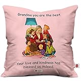 Indigifts Poly Satin Grandparents Special Grandma You Are The Best Cushion Cover with Filler (12x12-inch, Pink)